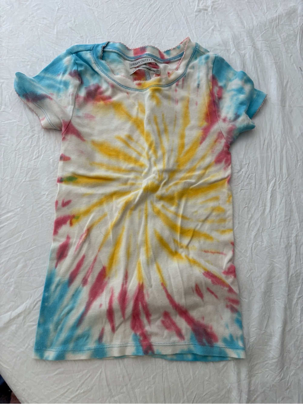 Urban Outfitters Tie-Dye Tee in Blue, Yellow & Pink
